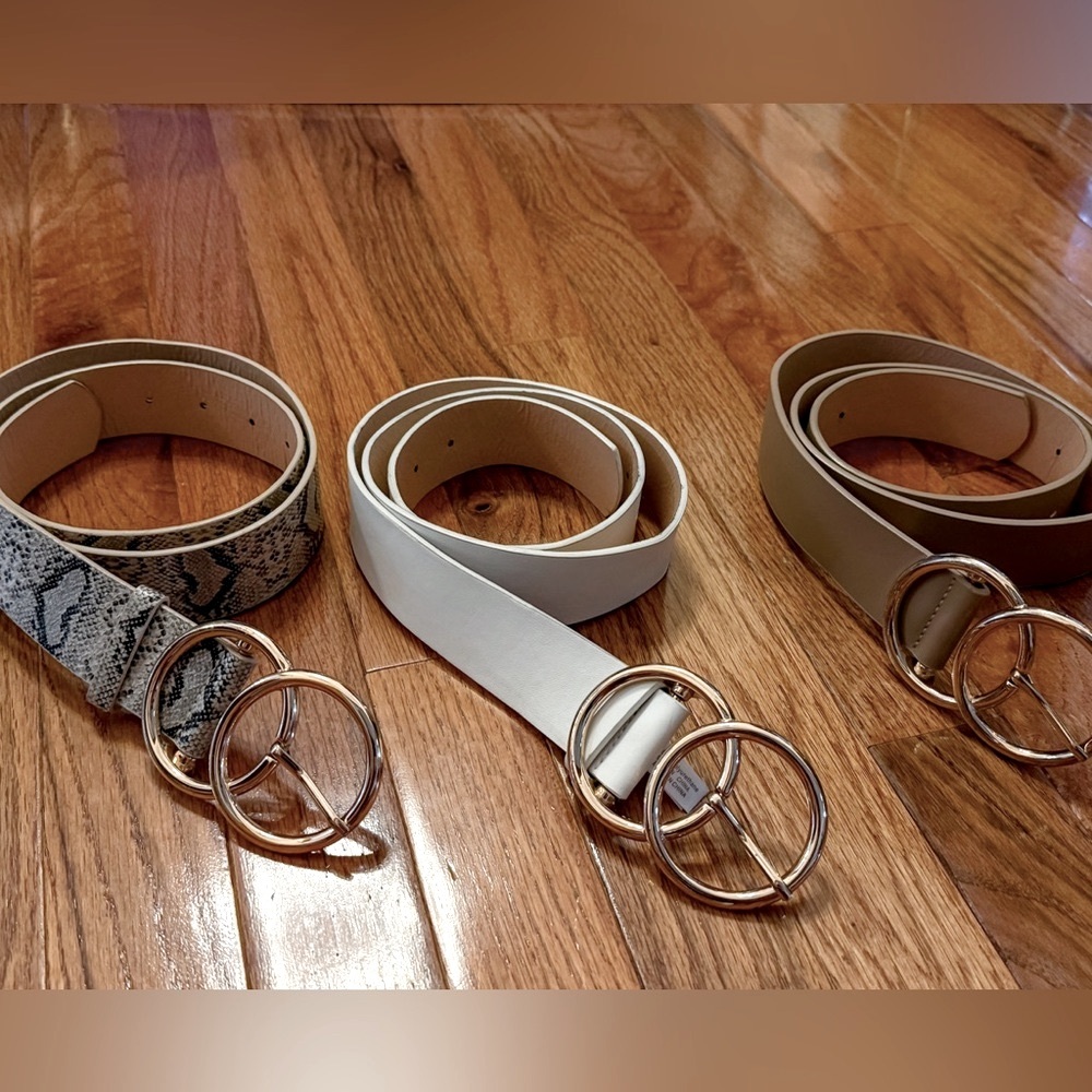 Women's Belt Trio - White, Tan, and Snake Print